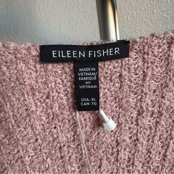 NWT EILEEN FISHER Organic Cotton V-Neck Sweater Sz XL Color Powder - Picture 7 of 8
